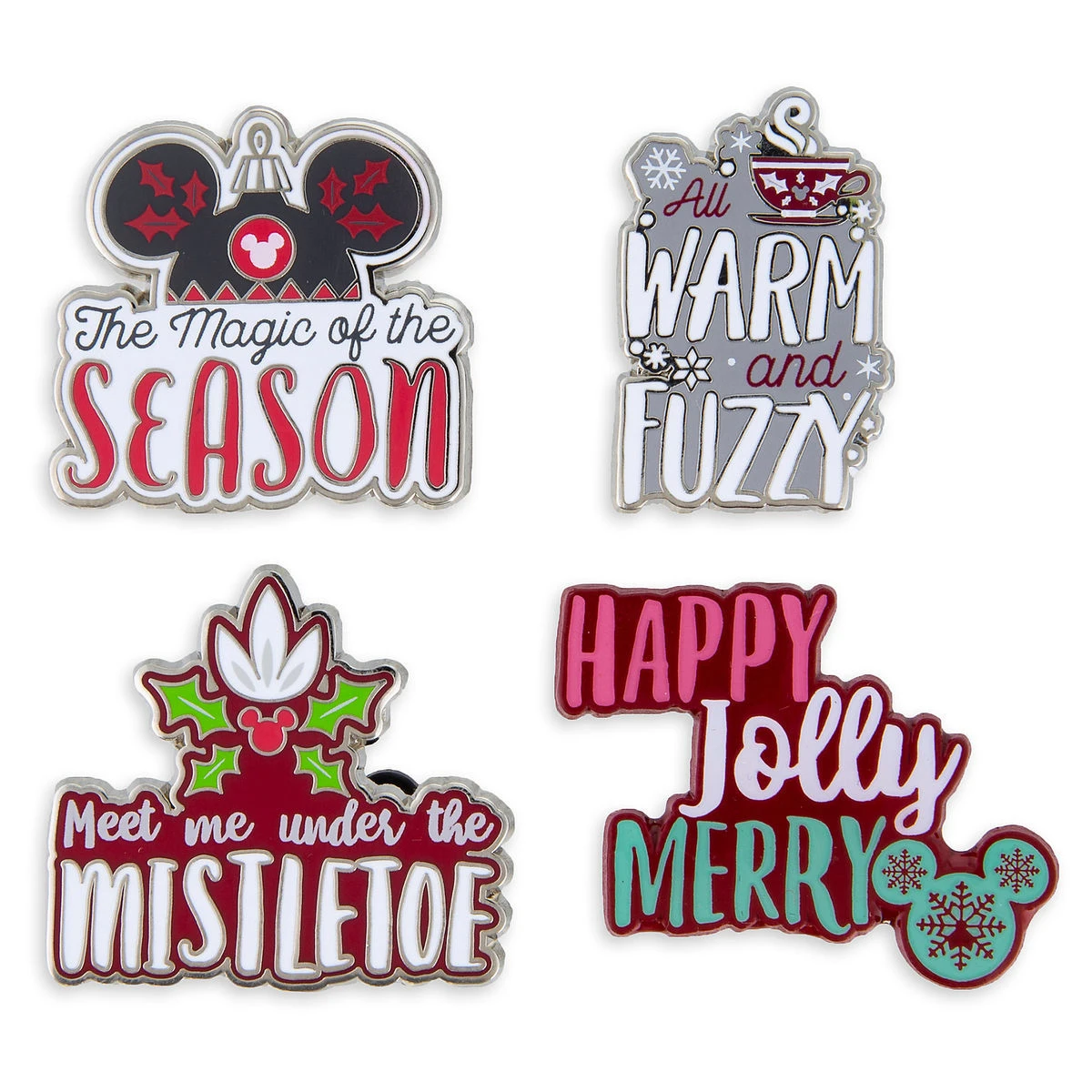 Disney Holiday Pin Set - Mickey Mouse Icon Quotes - Set Of 4 3 Disney Holiday Pin Set - Mickey Mouse Icon Quotes - Set Of 4