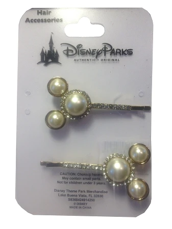 Disney Hair Accessory - Mickey Mouse Barrette Clip - Jeweled Pearl 3 Disney Hair Accessory - Mickey Mouse Barrette Clip - Jeweled Pearl