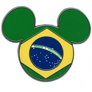 Disney Mickey Mouse Icon Pin - Brazilian Flag 3 Disney Mickey Mouse Icon Pin - Brazilian Flag