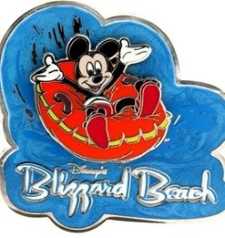 Disney Blizzard Beach Water Park Pin - Mickey Mouse On Raft