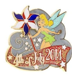 Disney 4th Of July Pin - 2014 - Tinker Bell With Spinning Pinwheel