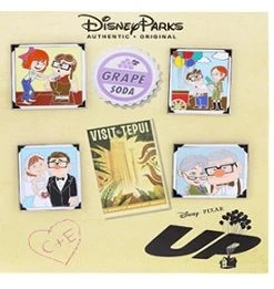 Disney Booster Pin Set - Pixar's UP - Carl And Ellie Thru The Years