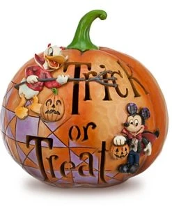 Disney Jim Shore Figurine - Mickey Mouse And Donald Pumpkin - Light Up