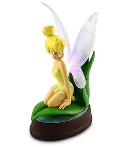 Disney Medium Figure Statue - Tinker Bell On A Leaf - Light Up