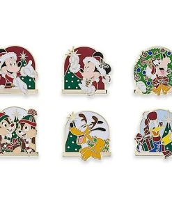 Disney Christmas Mini Pin Set - Santa Mickey And Friends - Set Of 6