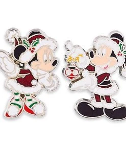 Disney Christmas Pin Set - Santa Mickey And Minnie Mouse