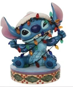Disney Jim Shore Figure - Stitch Wrapped In Christmas Lights