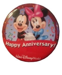 Disney Souvenir Button - Happy Anniversary - Mickey And Minnie Mouse