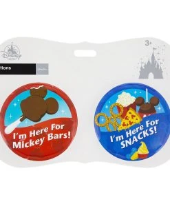 Disney Souvenir Button Set - Mickey Bars And Snacks - Set Of 2
