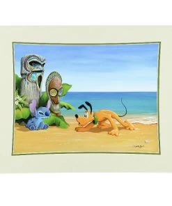 Disney Bolly Art Print - Suspicious Tiki - Pluto And Stitch