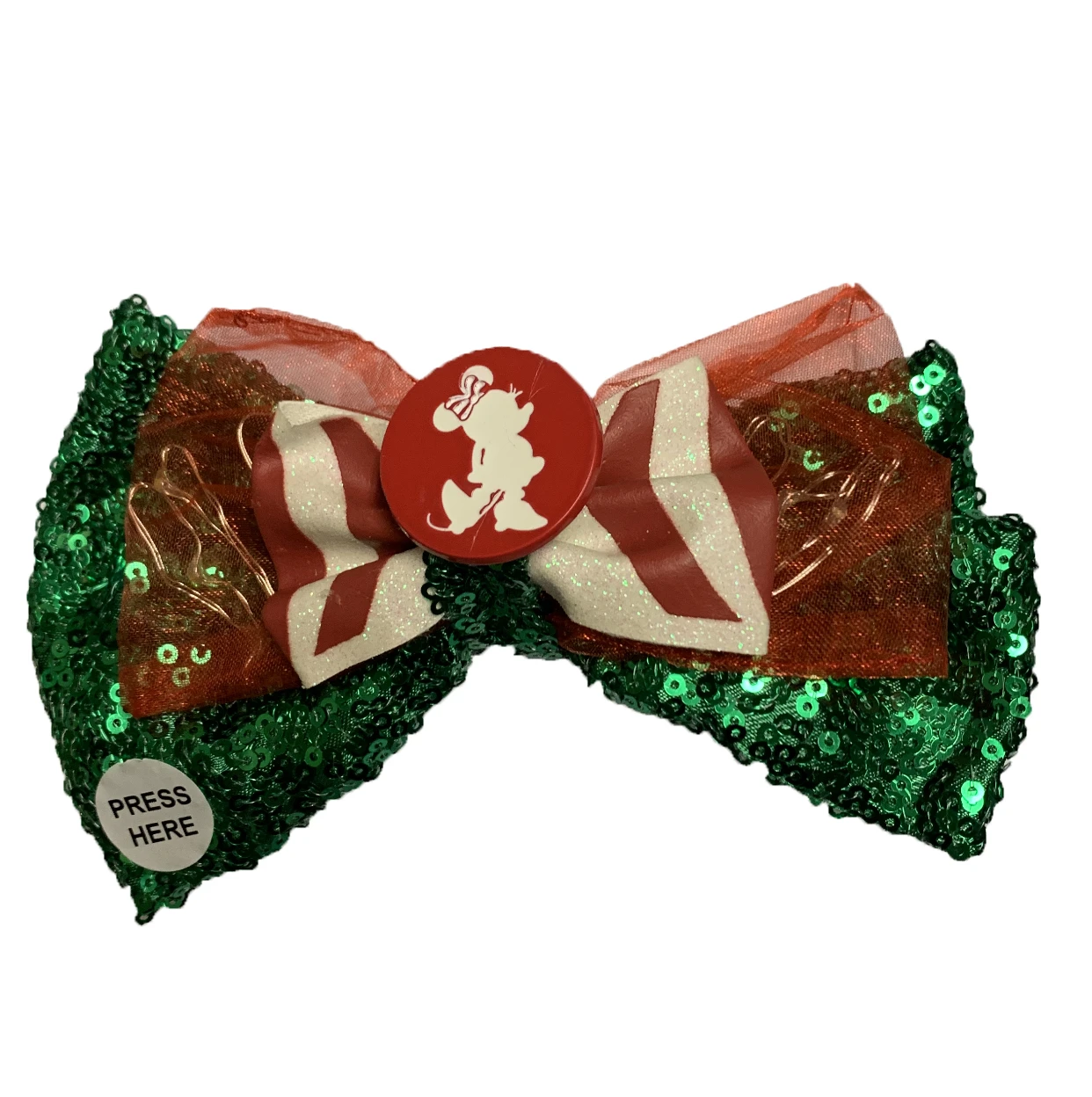 Disney Hair Bow - Holiday Minnie Mouse - Light Up 3 Disney Hair Bow - Holiday Minnie Mouse - Light Up